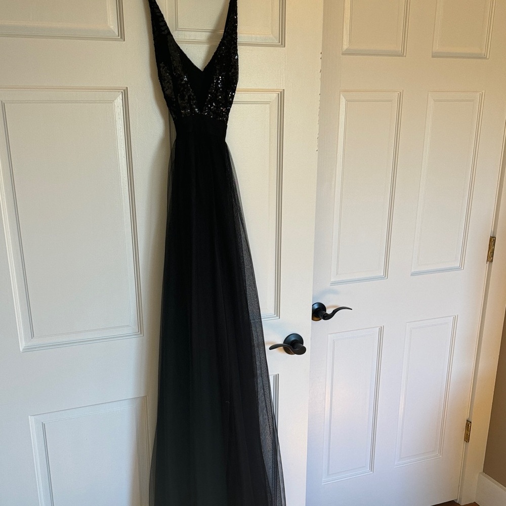 Luxxel Black Sequin Backless Dress